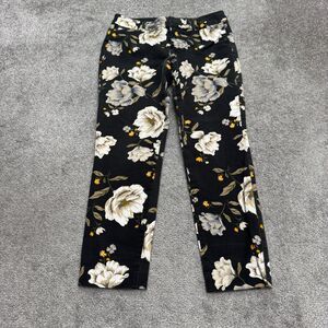 Old Navy Pixie Slim Fit Cropped Pants Womens 6 Gray Floral Mid Rise Casual 30x25